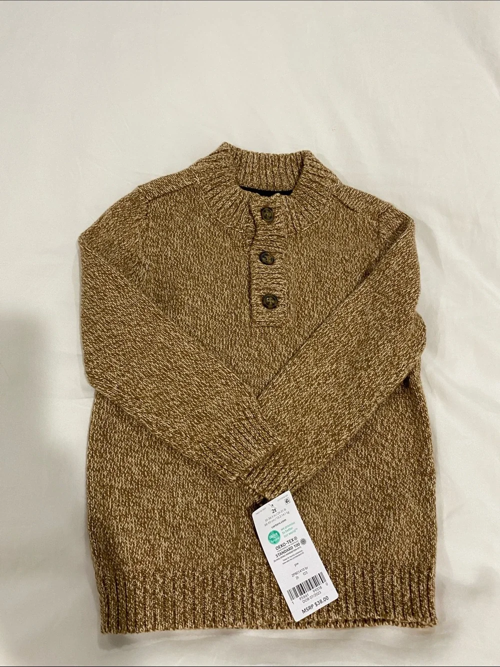 Carter's Brown Crewneck Henley Sweater